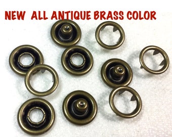 Gripper Snaps All Antique Brass Finish Size 16 Set of 25 Ring Snaps 11mm