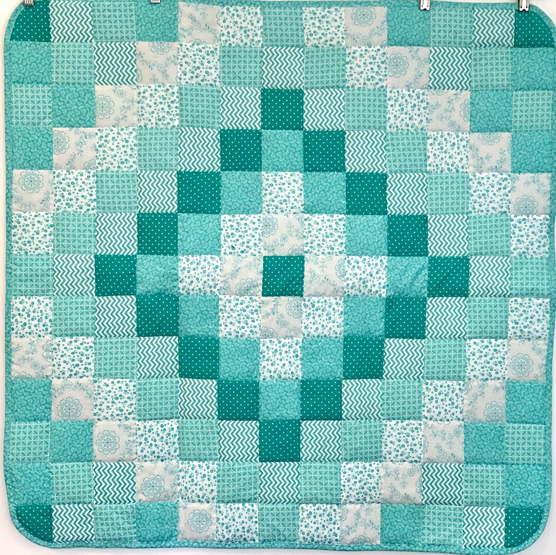 Aqua and White Baby Quilt Etsy