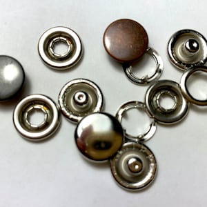 Copper, Antique Silver, or Shiny Silver Color Snaps  25 sets Size 16 11 mm.
