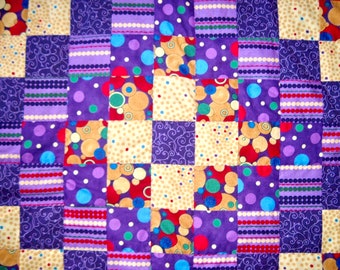 Mardi Gras Quilt Purple and Gold Polka Dots