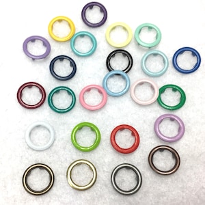 Gripper Snaps Size 16 Colored Rings Set of 25  11 mm. No Sew Snap Fasteners