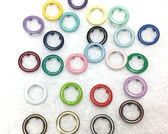 Gripper Snaps Size 16 Colored Rings Set of 25  11 mm. No Sew Snap Fasteners