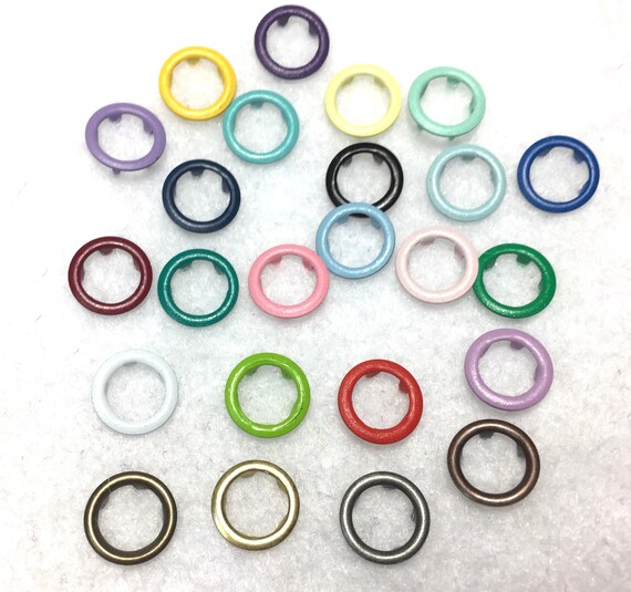 25 Pastel Blue Metal Open Ring No Sew Snap Fasteners 7//16/" - 11mm Size 16