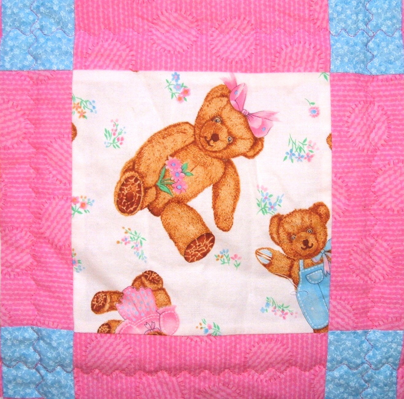 Teddy Bear Quilt in Pink and Blue for Baby Girls Etsy Canada