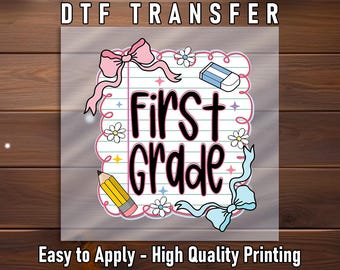 Notebook First Grade DTF Transfer, School Stationery Press Design