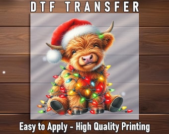 Highland Cow DTF Transfer, Rustic Farm Animal Apparel Ready To Press Shirt