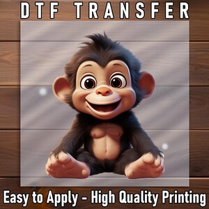 Baby Monkey DTF Transfer: Happy Jungle Animal Iron-On for Kids