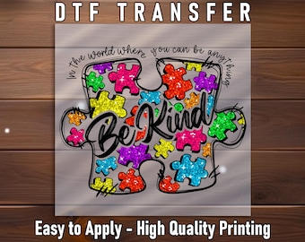 Autism Awareness Puzzle DTF Transfer: Sparkly Design