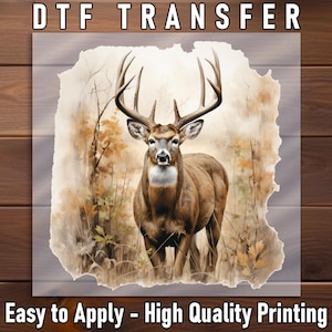 Majestic Deer DTF Transfer, Wildlife Buck Ready to Press Iron-On, Hunting Apparel Design, DIY Nature Shirt, Rustic Outdoor Art