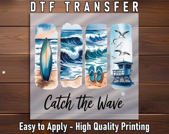 California Beach DTF Transfer: Surfboard Ocean Waves Summer Shirt