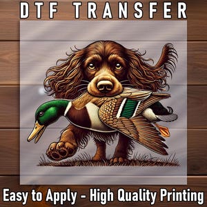 Mallard Hunting Dog DTF Transfer, Duck and Dog Design, Ready to Press Iron-On, DIY Hunting Apparel, Perfect Hunter Gift
