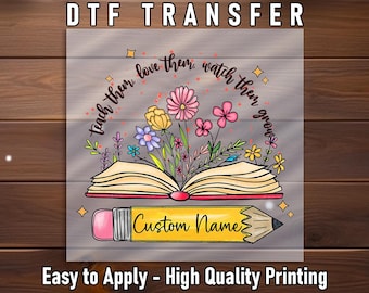 Floral Pencil Teacher DTF Transfer: Custom Classroom Decor