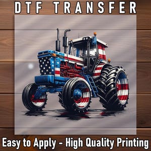 American Tractor DTF Transfer: Patriotic Stars & Stripes Design