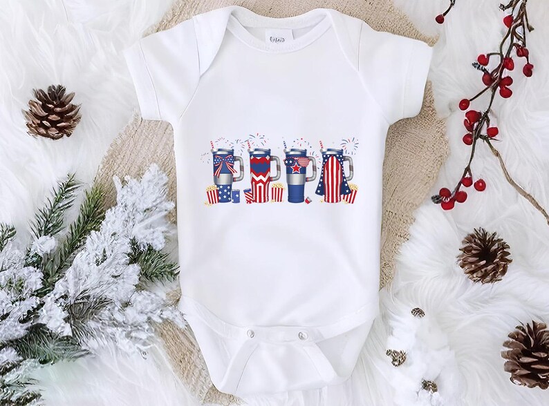 a white bodysuit with a patriotic design on it