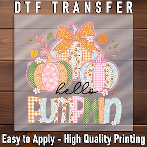 Pastel Fall Pumpkins Bows DTF Transfer, Cozy Autumn Apparel Print Ready To Press Shirt