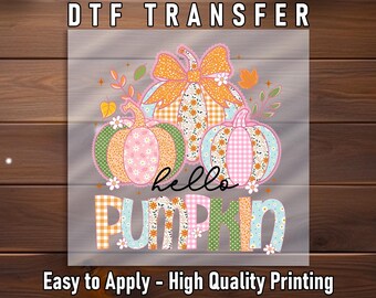 Pastel Fall Pumpkins Bows DTF Transfer, Cozy Autumn Apparel Print Ready To Press Shirt