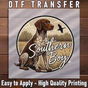 Southern Boy Pointer DTF Transfer, Hunting Dog Badge Circle Print Art