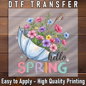Spring Floral Umbrella DTF Transfer: Watercolor Flower Design