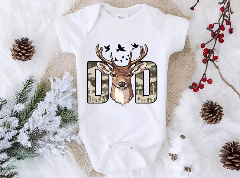 a white bodysuit with a deer head on it