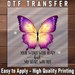 Purple Yellow Butterfly DTF Transfer, Fantasy Galaxy Wings Design for DIY Shirts, Magical Insect Print, Ready to Press Heat Transfer