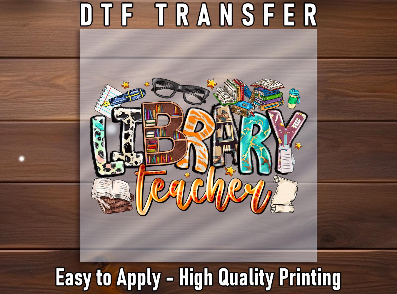 Library Teacher DTF Transfer: Book Design Iron-On