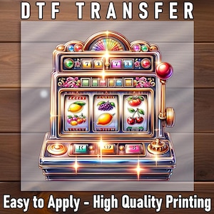 Slot Machine DTF Transfer: Vintage Casino Art - Ready to Press