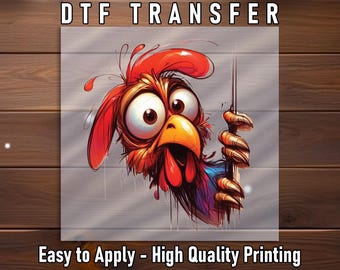 Funny Chicken DTF Transfer: Cartoon Iron-On Design