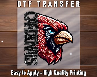 Cardinals Rhinestone Style DTF Transfer: DIY Fan Shirt Print