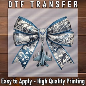 Air Force Fighter Jet Bow DTF Transfer: Military Military Style Ribbon Plane Shirt