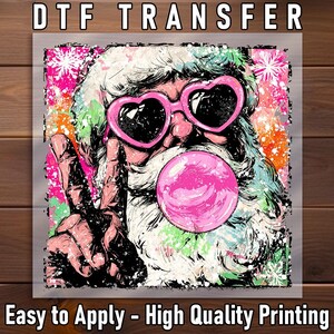 Retro Santa Bubblegum DTF Transfer: Christmas Shirt Decal