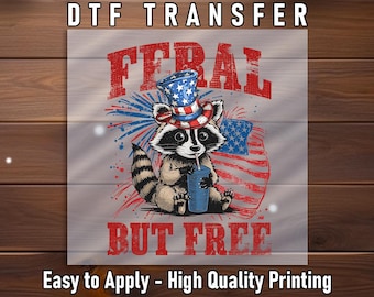 Patriotic Raccoon DTF Transfer: 4th of July Shirt Design