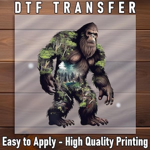 Sasquatch DTF Transfer, Bigfoot Forest Nature Design, Cryptid Lover Art, Ready to Press Iron-On, DIY Adventure Shirt Gift