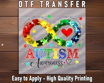 Autism Awareness DTF Transfer: Infinity Puzzle World Support Shirt