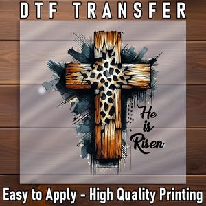 Leopard Print Cross DTF Transfer: Western Christian Shirt Design