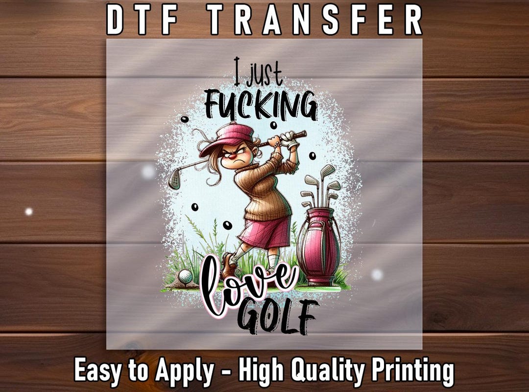 Golf Card Rude Funny Golf Dtf Transfer, Angry Lady Golfer Swearing Love Golf Design ...
