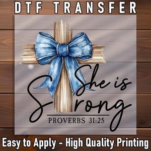 Rustic Cross DTF Transfer: Blue Denim Bow, Christian Art (Ready to Press)