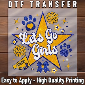 Cheer DTF Transfer: Let’s Go Girls Star Shirt Decal for Spirit Wear