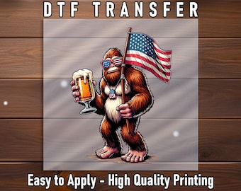Bigfoot USA Flag DTF Transfer: Patriotic Sasquatch Design