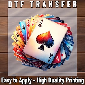 Playing Cards DTF Transfer: Colorful Ace Deck Casino Art