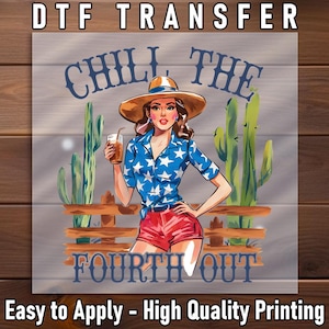 Fourth Chill DTF Transfer: Patriotic Pin-Up Girl, Sassy USA Graphic