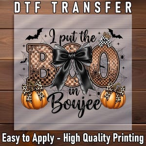 Boo Boujee DTF Transfer: Leopard Bow Pumpkins - Luxe Fall Shirt