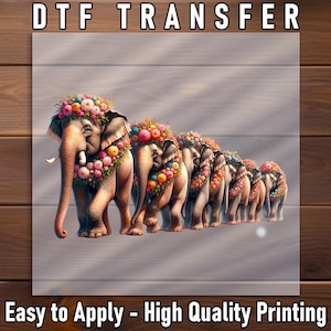 Flower Crown Elephant DTF Transfer: Boho Jungle Shirt Design
