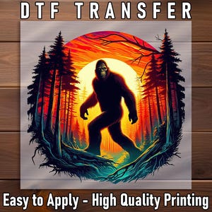 Bigfoot DTF Transfer, Sasquatch Sunset Forest, Cryptid Mythical Creature, Ready to Press, DIY Shirt, Outdoor Adventure Art, Easy Iron-On