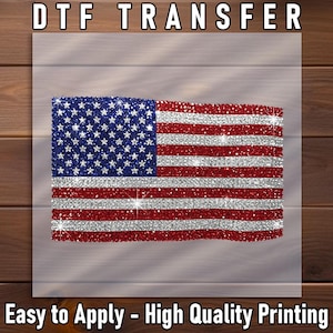 USA Flag DTF Transfer: Sparkle Rhinestone Look, Patriotic Shirt Design