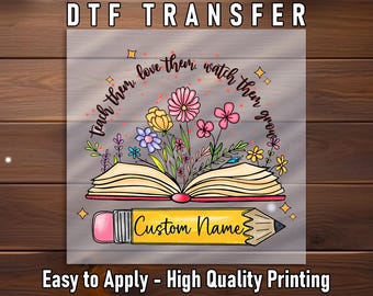 Floral Pencil Teacher DTF Transfer: Custom Classroom Decor