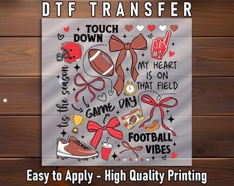 Coquette Football Bow DTF Transfer: American Sports Ribbon Faux Texture Art