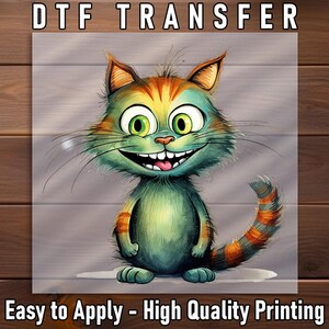 Crazy Happy Cat DTF Transfer, Funny Cartoon Cat Shirt Design For Animal Lovers, Ready To Press, Whimsical Feline Art