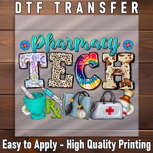Pharmacy Tech DTF Transfer: Medical Icons DIY Iron-On