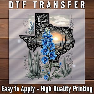 Texas Bluebonnet DTF Ready To Press, Floral State DTF Transfer, Wildflower Texas Dtf Print, Botanical Nature Shirt Transfer