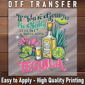 Tequila Lover DTF Transfer, Salty Margarita Design (Funny Bar Art)